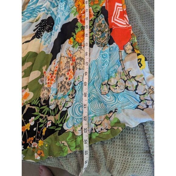 Vintage Liberty House Women's Small Japanese Samurai Geisha Print Maxi Dress 70s - Picture 7 of 7